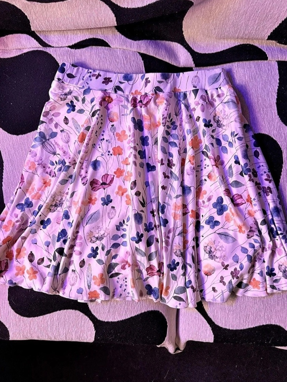 SHEIN Floral A-Line Skirt Pink & Purple Small